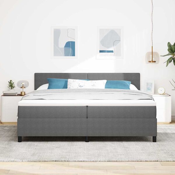 vidaXL Cama tipo Box Spring Gris claro y . 200 x 200 cm Tela de Pana