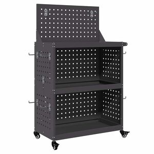 vidaXL Carro de herramientas con estante Negro 65 x 35 x 111 cm