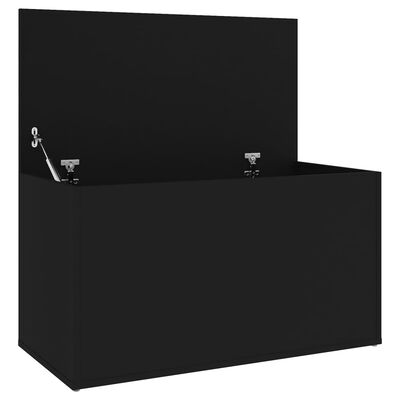 vidaXL Baúl de almacenamiento madera contrachapada negro 84x42x46 cm