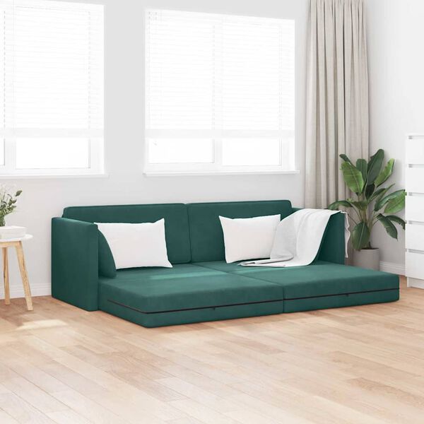 vidaXL Sof&aacute;-cama de piso 200cm Verde oscuro Terciopelo