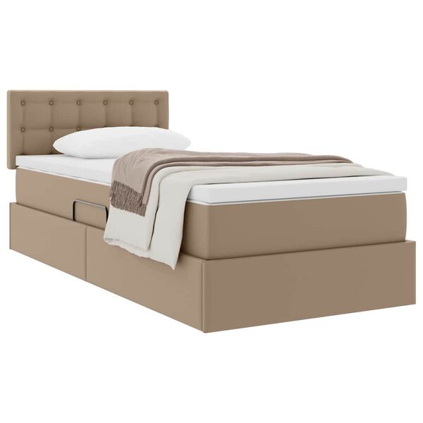 vidaXL Cama con almacenamiento y colch&oacute;n Capuchino 90 x 200 cm