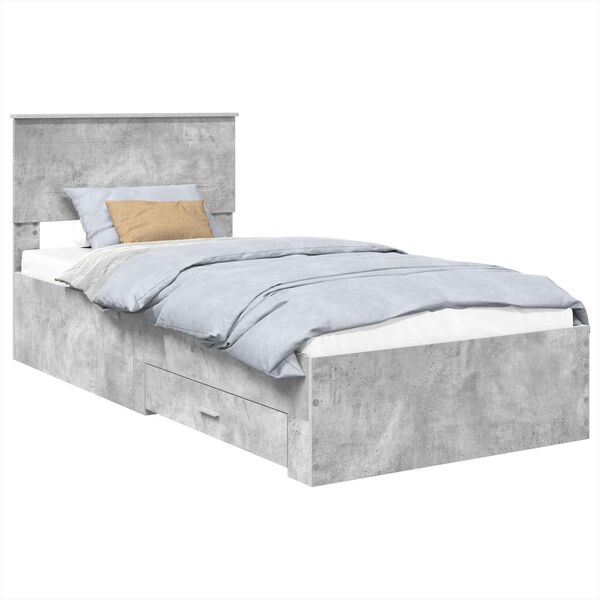 vidaXL Estructura de cama con cabecera Gris Concreto 90 x 190 cm