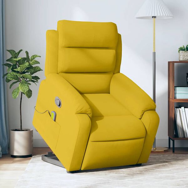 vidaXL Sill&oacute;n reclinable de masaje elevable terciopelo amarillo