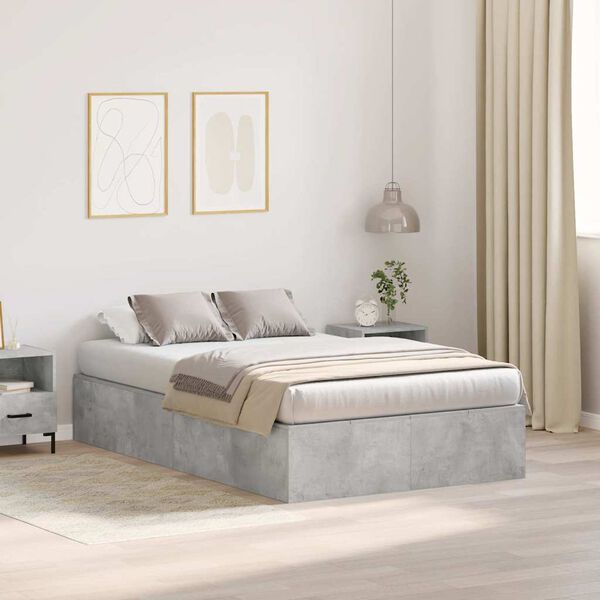 vidaXL Cama con almacenamiento Gris Concreto 120 x 200 cm