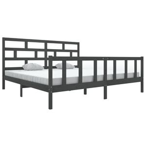 vidaXL Estructura de cama de madera maciza de pino gris 200x200 cm