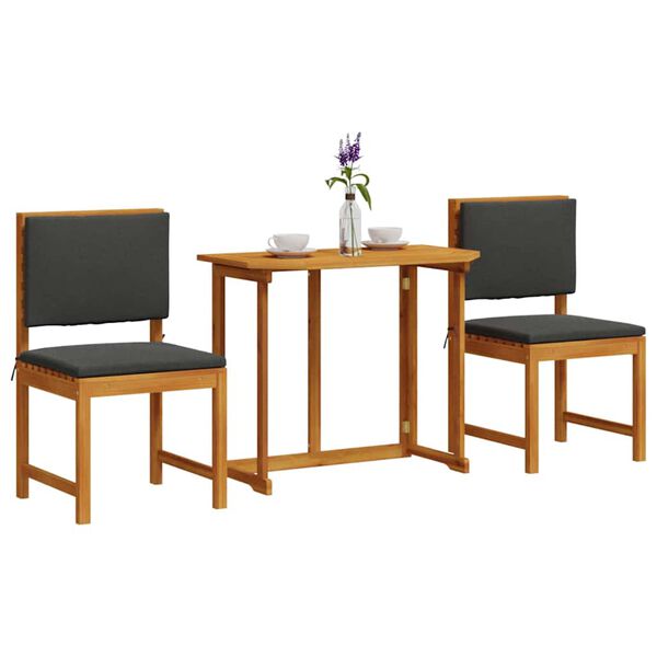 vidaXL Juego Bistro de Jardín 3 pcs Marrón madera maciza de acacia