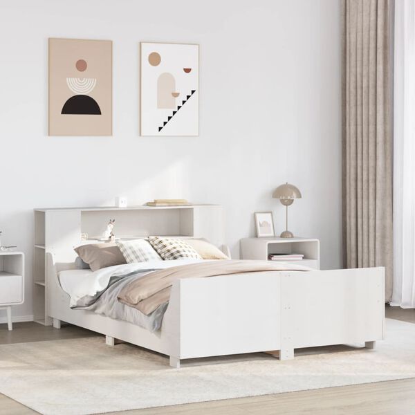 vidaXL Estructura de cama sin colch&oacute;n madera de pino blanca 140x190 cm