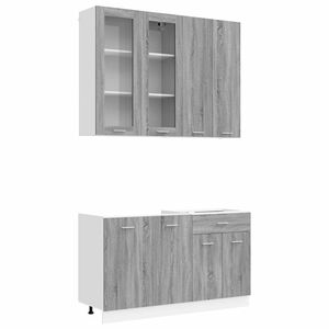 vidaXL Unidad de cocina LYON 4 uds. Sonoma gris Madera de ingenier&iacute;a