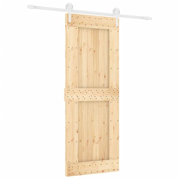 vidaXL Puerta corredera con herrajes madera maciza de pino 80x210 cm