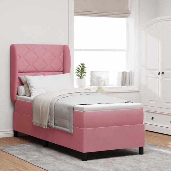 vidaXL Cama tipo Box Spring con colch&oacute;n Rosa 200 x 80 cm Poli&eacute;ster