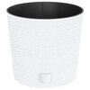 vidaXL Macetero con interior extra&iacute;ble PP rat&aacute;n blanco 15/15,3 L