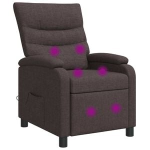 vidaXL Silla de masajes reclinable Marr&oacute;n Oscuro Tela