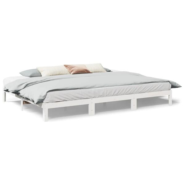 vidaXL Estructura de cama familiar sin colch&oacute;n blanco 240x200 cm