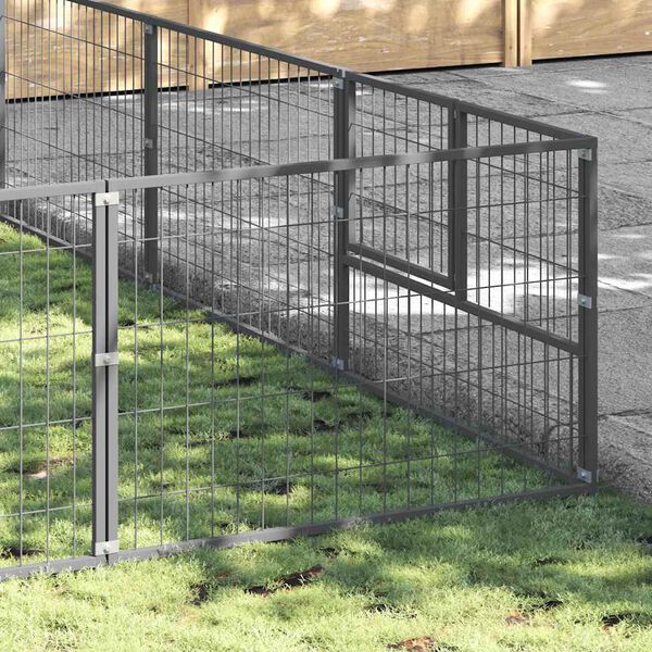 vidaXL Perrera plateada 50 m&sup2; acero