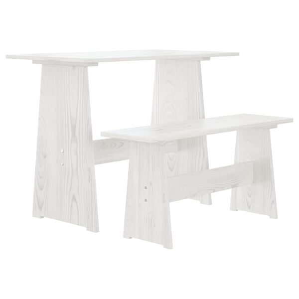 vidaXL Mesa de comedor con banco REINE madera maciza de pino blanco