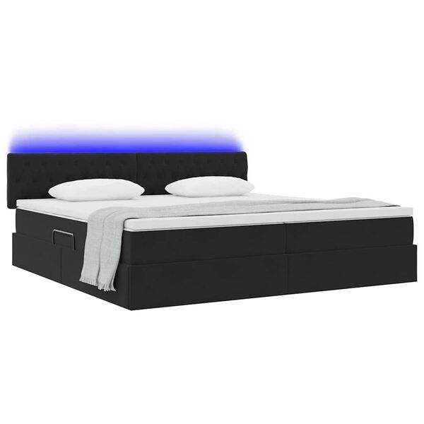 vidaXL Cama con almacenamiento y LED Negro 200 x 200 cm Terciopelo