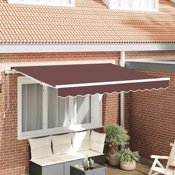 vidaXL Toldo Retr&aacute;ctil Manual Marr&oacute;n 350 x 200 cm tela