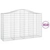 vidaXL Cestas gaviones 10 uds forma de arco hierro 200x50x120/140 cm