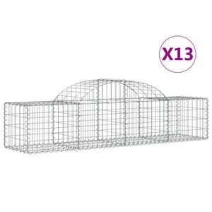 vidaXL Cestas de gaviones 13 uds forma de arco hierro 200x50x40/60 cm
