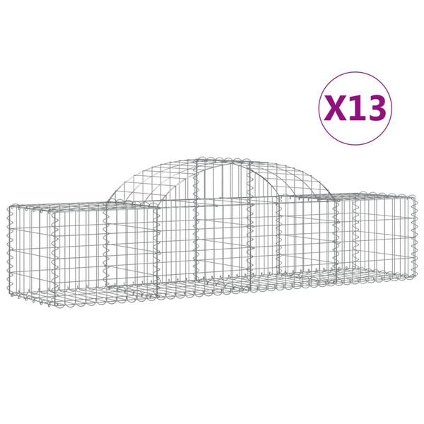 vidaXL Cestas de gaviones 13 uds forma de arco hierro 200x50x40/60 cm