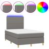 vidaXL Cama box spring con colch&oacute;n y LED tela gris oscuro 120x200 cm