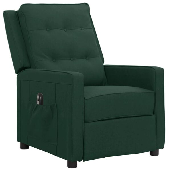 vidaXL Sill&oacute;n reclinable el&eacute;ctrico tela verde oscuro
