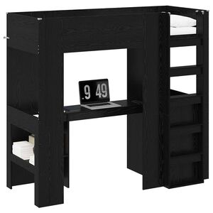 vidaXL Estructura de litera con escritorio Roble Negro 75 x 190 cm