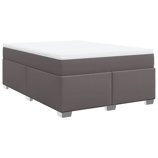 vidaXL Cama box spring con colch&oacute;n cuero sint&eacute;tico gris 160x200 cm