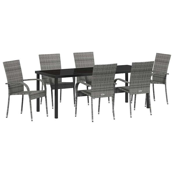 vidaXL Conjunto de Comedor de Jard&iacute;n 7 pcs Gris