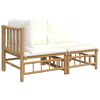 vidaXL Set de muebles de jard&iacute;n 2 piezas bamb&uacute; y cojines blanco crema