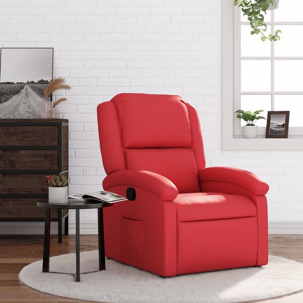vidaXL Sill&oacute;n reclinable de cuero sint&eacute;tico rojo