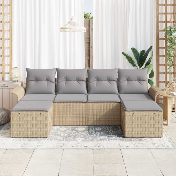 vidaXL Conjunto de sofá de jardín 6 pcs Beige ratán sintético
