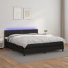 vidaXL Cama box spring colch&oacute;n y LED cuero sint&eacute;tico negro 180x200 cm