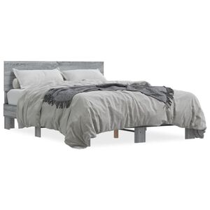 vidaXL Estructura cama madera ingenier&iacute;a metal gris Sonoma 140x190 cm