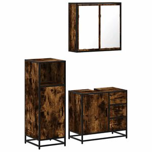vidaXL Set de muebles ba&ntilde;o 3 pzas madera contrachapada roble ahumado
