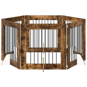 vidaXL Puerta de perro con soportes 6 pcs Roble Ahumado 80 x 80 cm