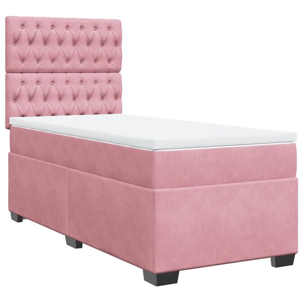 vidaXL Cama box spring con colch&oacute;n terciopelo rosa 90x190 cm