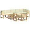 vidaXL Conjunto de sof&aacute;s de exterior 9 uds. Blanco y Crema Poli&eacute;ster