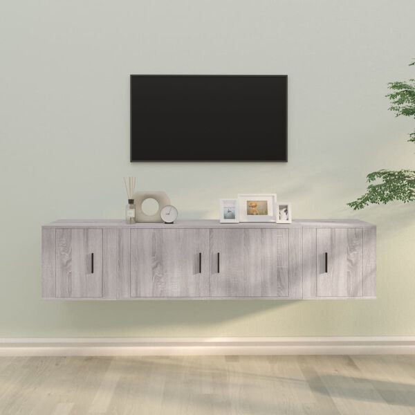 vidaXL Set de muebles para TV 3 pzas madera contrachapada gris Sonoma
