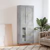 vidaXL Aparador alto madera contrachapada gris hormig&oacute;n 69,5x34x180 cm