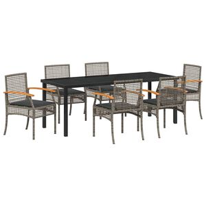vidaXL Conjunto de Comedor de Jard&iacute;n 7 pcs Gris rat&aacute;n sint&eacute;tico