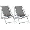 vidaXL Sillas de playa plegables 2 unidades aluminio y textilene gris