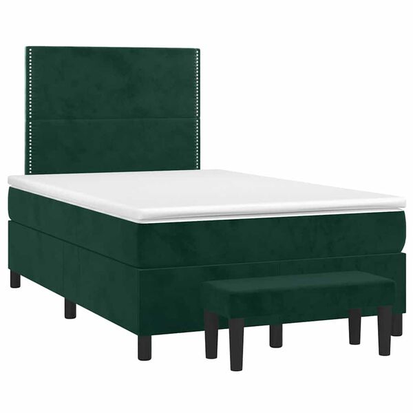 vidaXL Cama box spring con colch&oacute;n terciopelo verde oscuro 120x200 cm