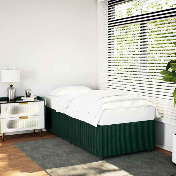 vidaXL Estructura de cama sin colch&oacute;n terciopelo verde oscuro 90x200cm