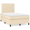 vidaXL Cama box spring con colch&oacute;n y luces LED tela crema 120x190 cm
