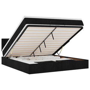 vidaXL Cama otomana con colch&oacute;n y luces LED tela negra 180x200cm