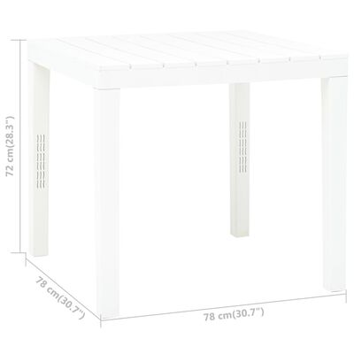 vidaXL Mesa de jardín de plástico blanco 78x78x72 cm