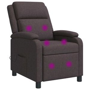 vidaXL Silla de masajes reclinable Marr&oacute;n Oscuro Tela