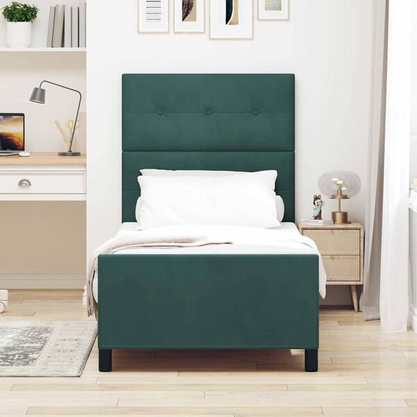 vidaXL Cama tipo Box Spring Verde oscuro 100 x 200 cm Terciopelo