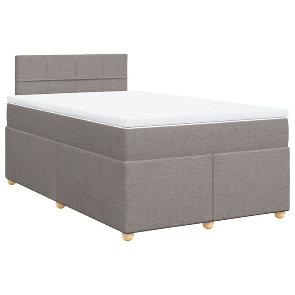 vidaXL Cama box spring con colch&oacute;n tela gris taupe 120x190 cm